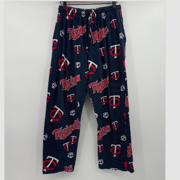 Minnesota Twins Pajama Pants Men Medium Blue MLB Elastic Drawstring Stretch - Picture 1 of 13